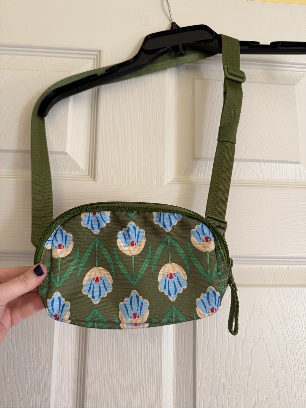 Vera Bradley Olive Floral Crossbody with Blue Accents